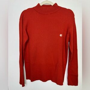 D’Allaird Rust Red Ribbed Sweater Mock Neck Long Sleeve Cotton size L NWT